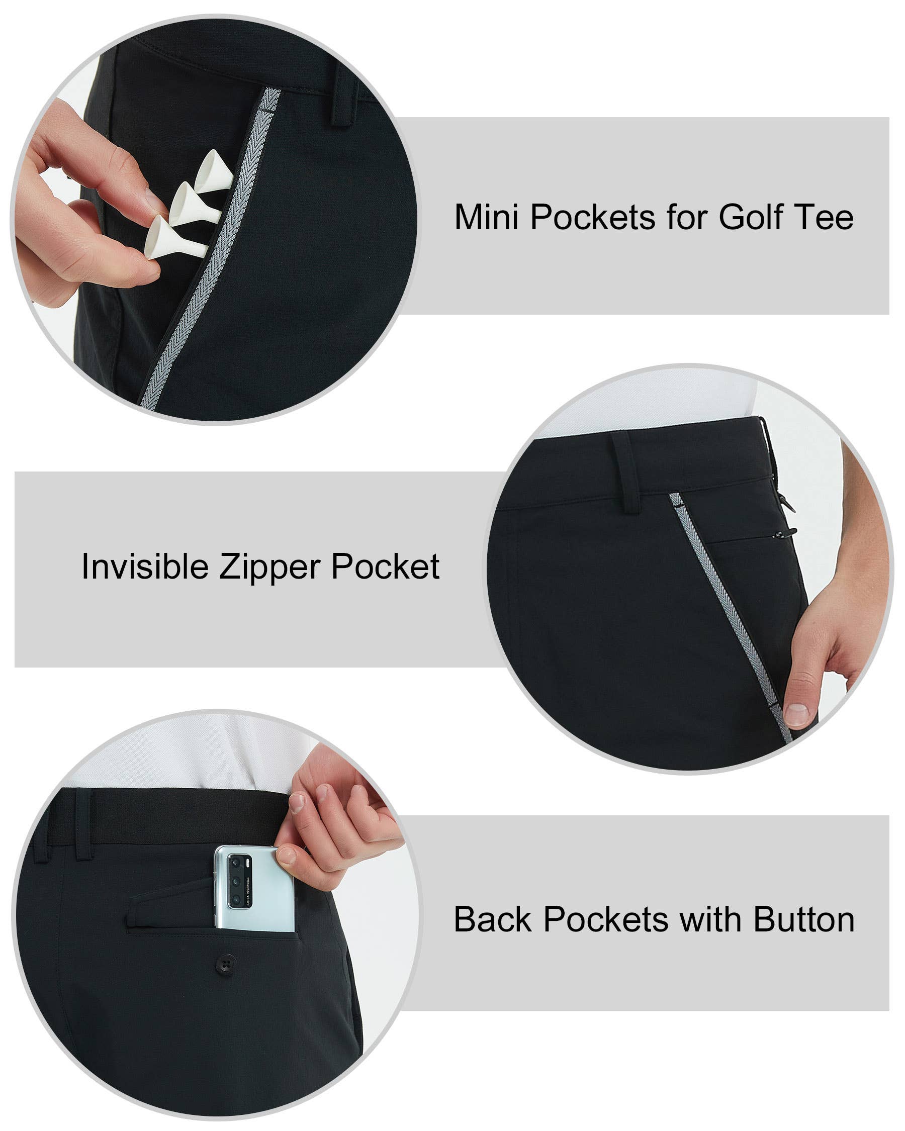 Qing Dao Lai Si Ma Te Fang Zhi You Xian Gong Si - Vente Short de sport – homme - Short de golf stretch pour hommes avec poches, taille élastique26