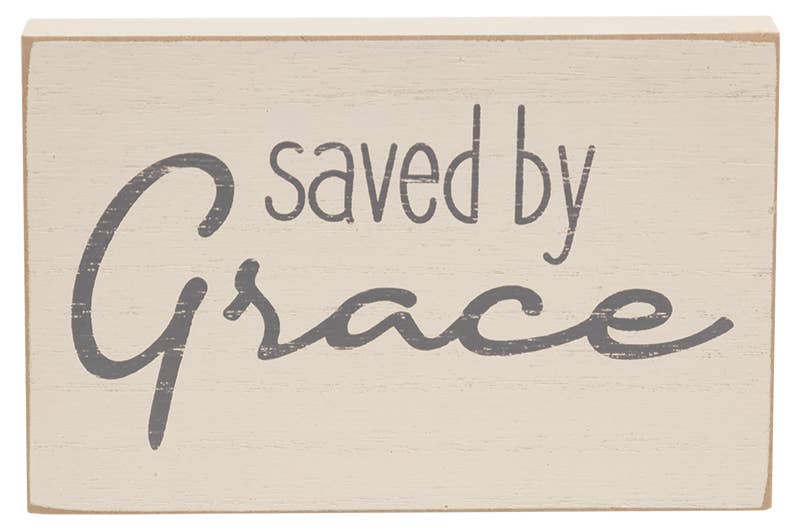 The Hearthside Collection - Wholesale Sign - Saved By Grace Decorative Tabletop Blocks, 4 Designs2