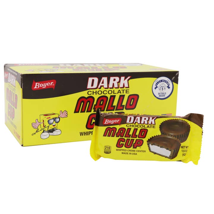 Boyer Mallo Cups Dark Chocolate, 1.5oz, 24ct Case for wholesale by Grandpa Joe's Candy Shop