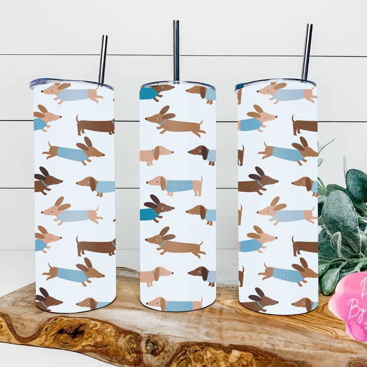 20oz Blue Dachshund Tumbler for wholesale by Designs By Morgan AZ LLC