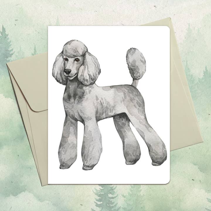 Handgefertigte Grußkarte mit Pudelmotiv für den Großhandel von Soul Familiar