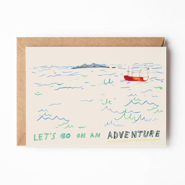 Biglietto di auguri « Let’s go on an adventure » con busta per la vendita all'ingrosso da parte di viktorija illustration