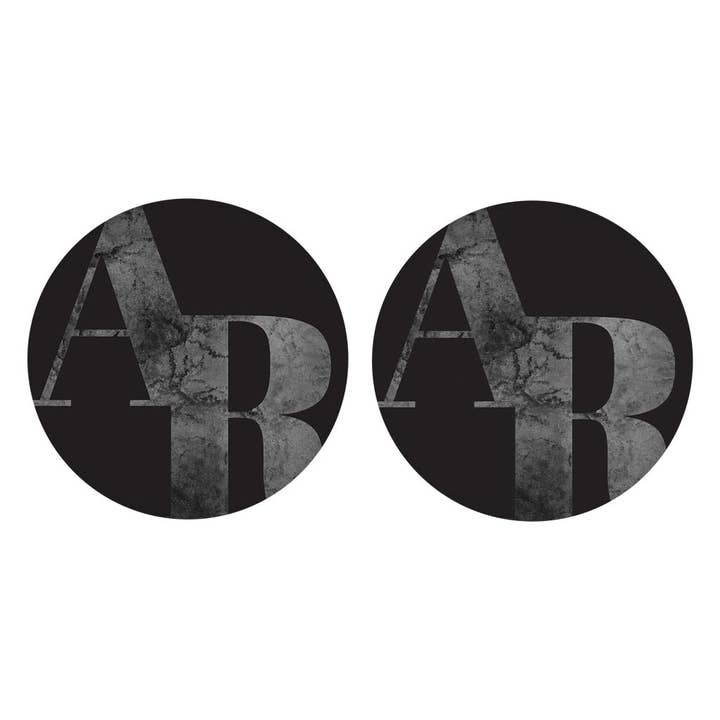 B&W Minimalist Arkansas Black Initials | Absorbent Car Coasters | Set of 2 | Min 4 for wholesale by Love Local