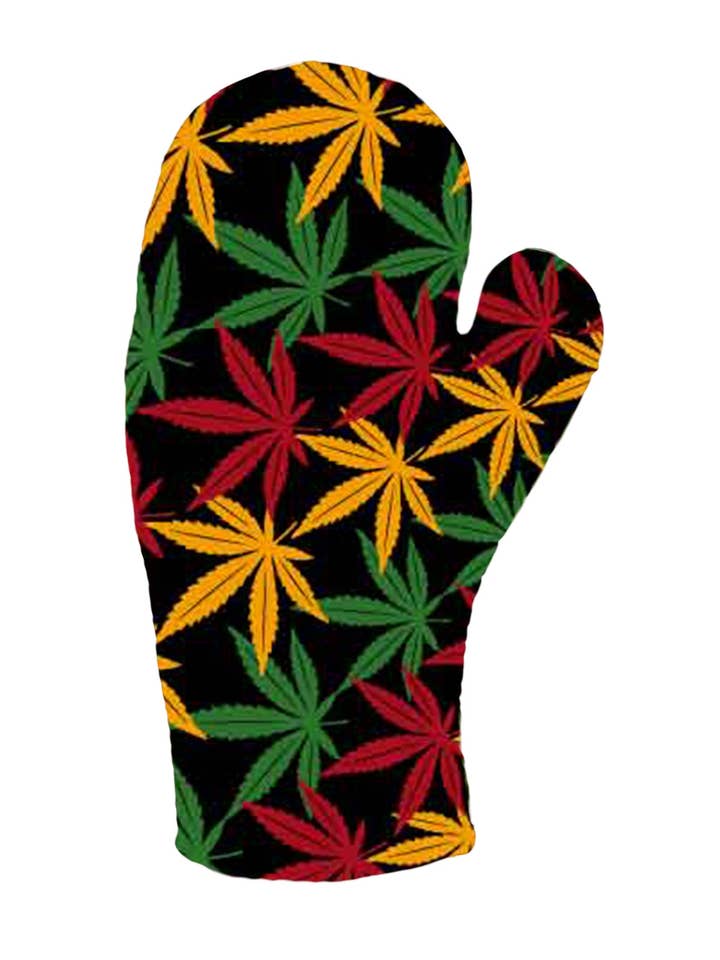 Rasta Leaf Pot Holder Oven Mitt for wholesale by Sunshine Joy