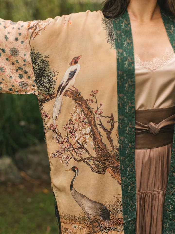 Market of Stars (USA) - Wholesale Kimono - Women's - Fable Matinée Duster Kimono w/ Deer and Moon, mid-length4