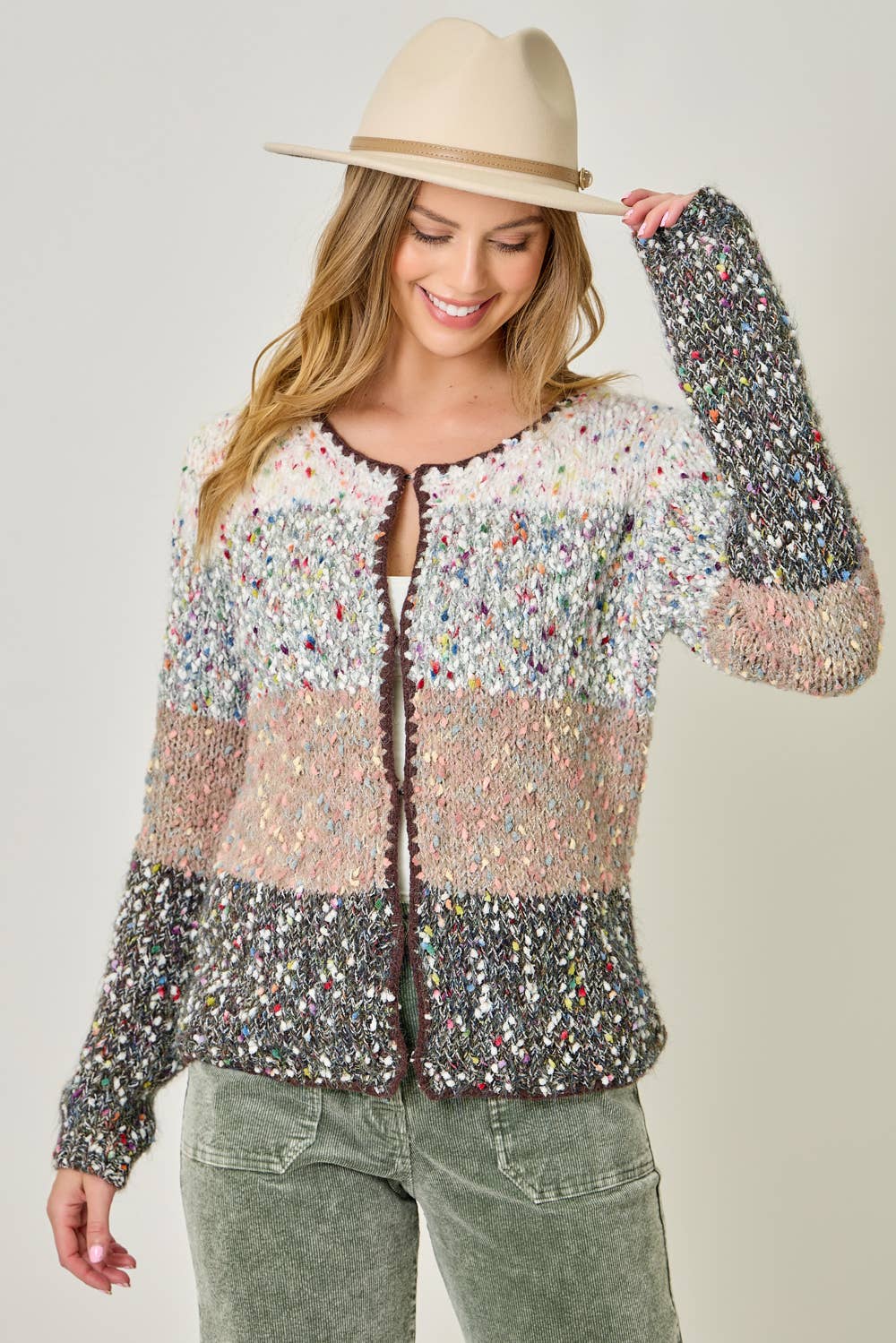 Mystree - Wholesale Cardigan - Women's - 61203 Melange Color Blocked Cardigan 8