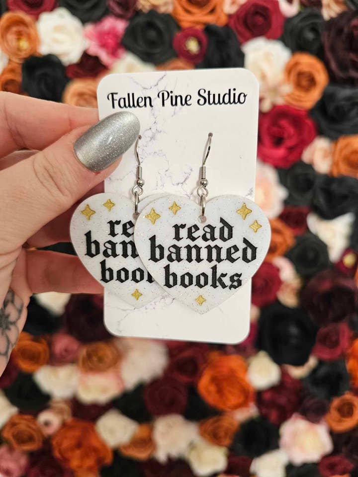 Read Banned Books - White Glitter for wholesale by Fallen Pine Studio