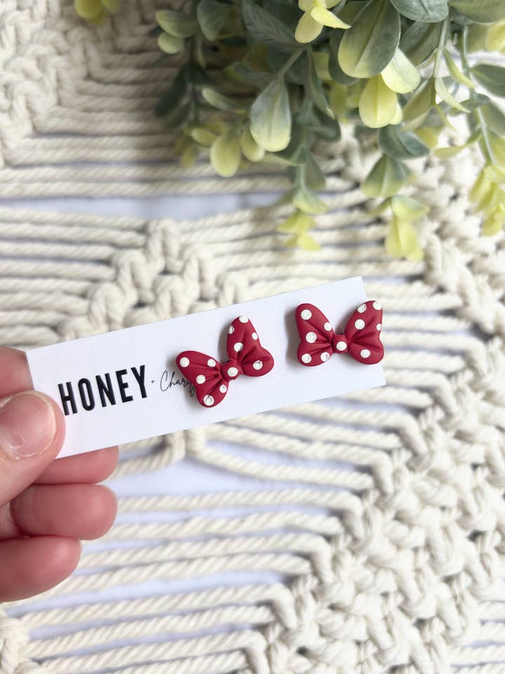 Polka Dot Bow Studs for wholesale by Honey & Charity Earrings
