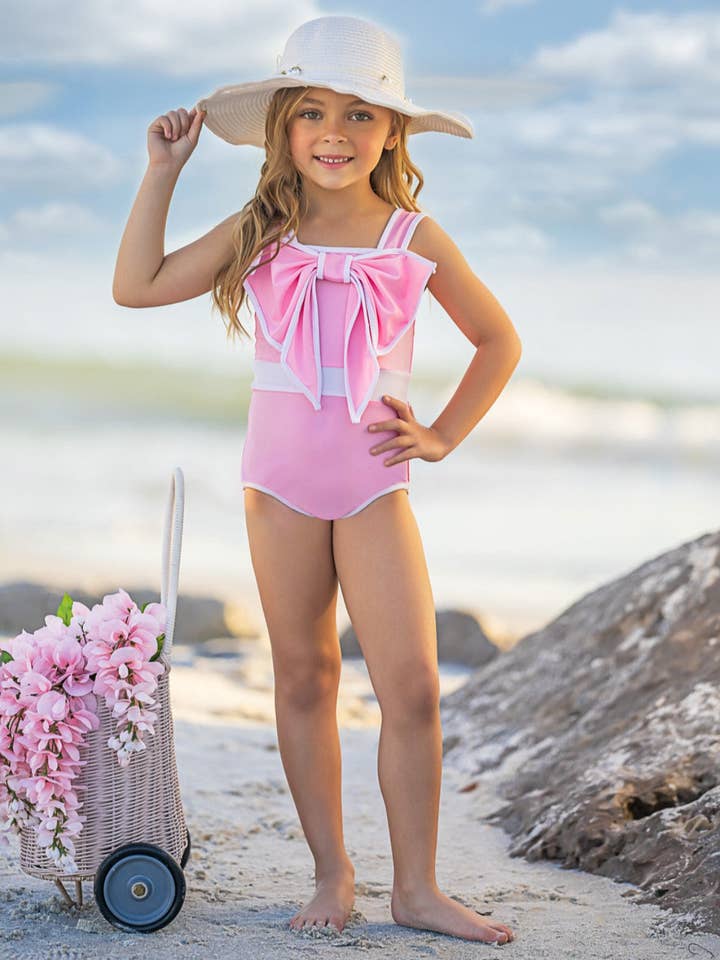 Pink Bow One Piece Swimsuit for wholesale on Faire3
