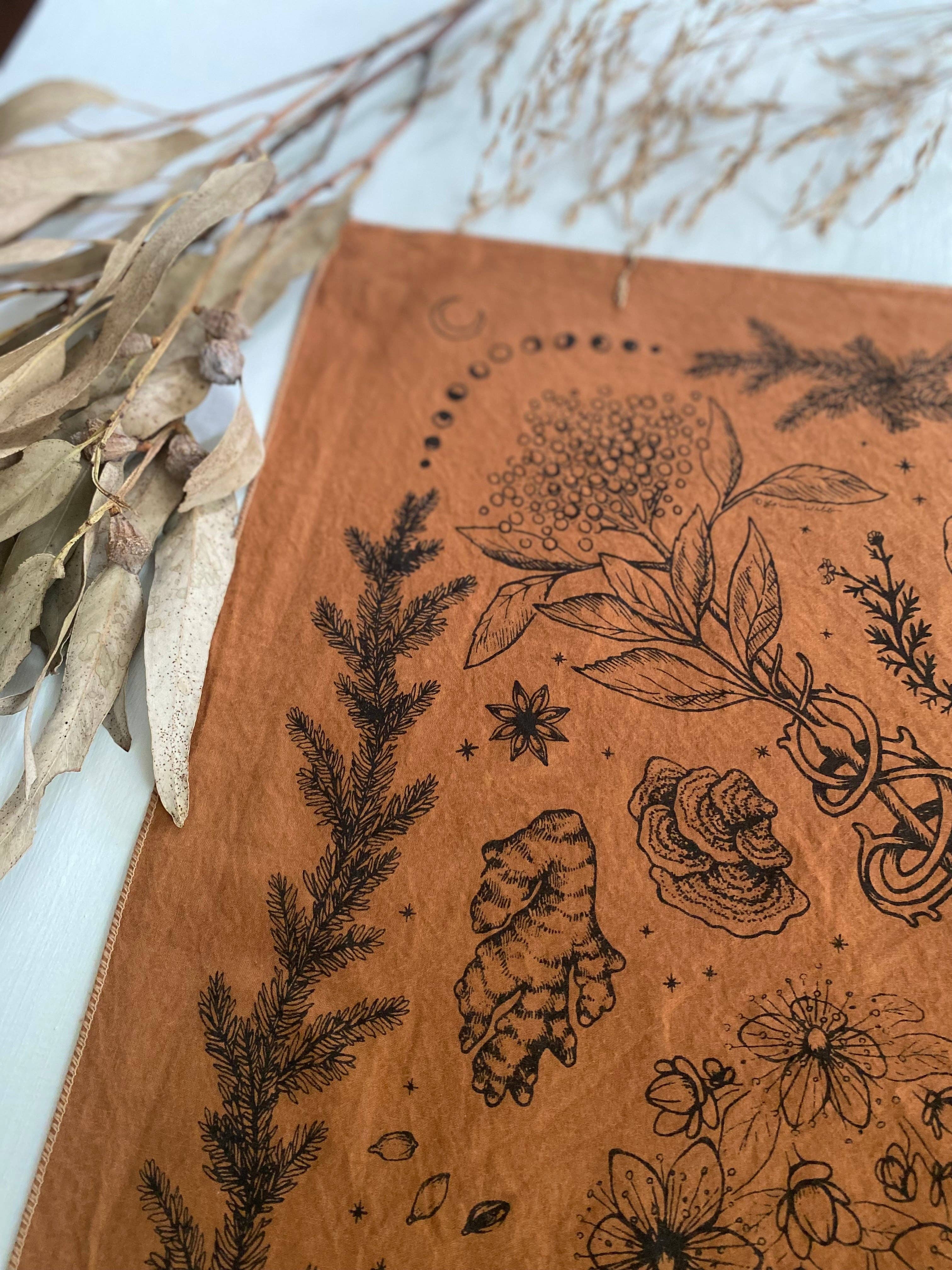 Wanderite - Wholesale Bandana - Unisex - Bandana | Herbs of Protection | Hand Dyed | Terracotta1