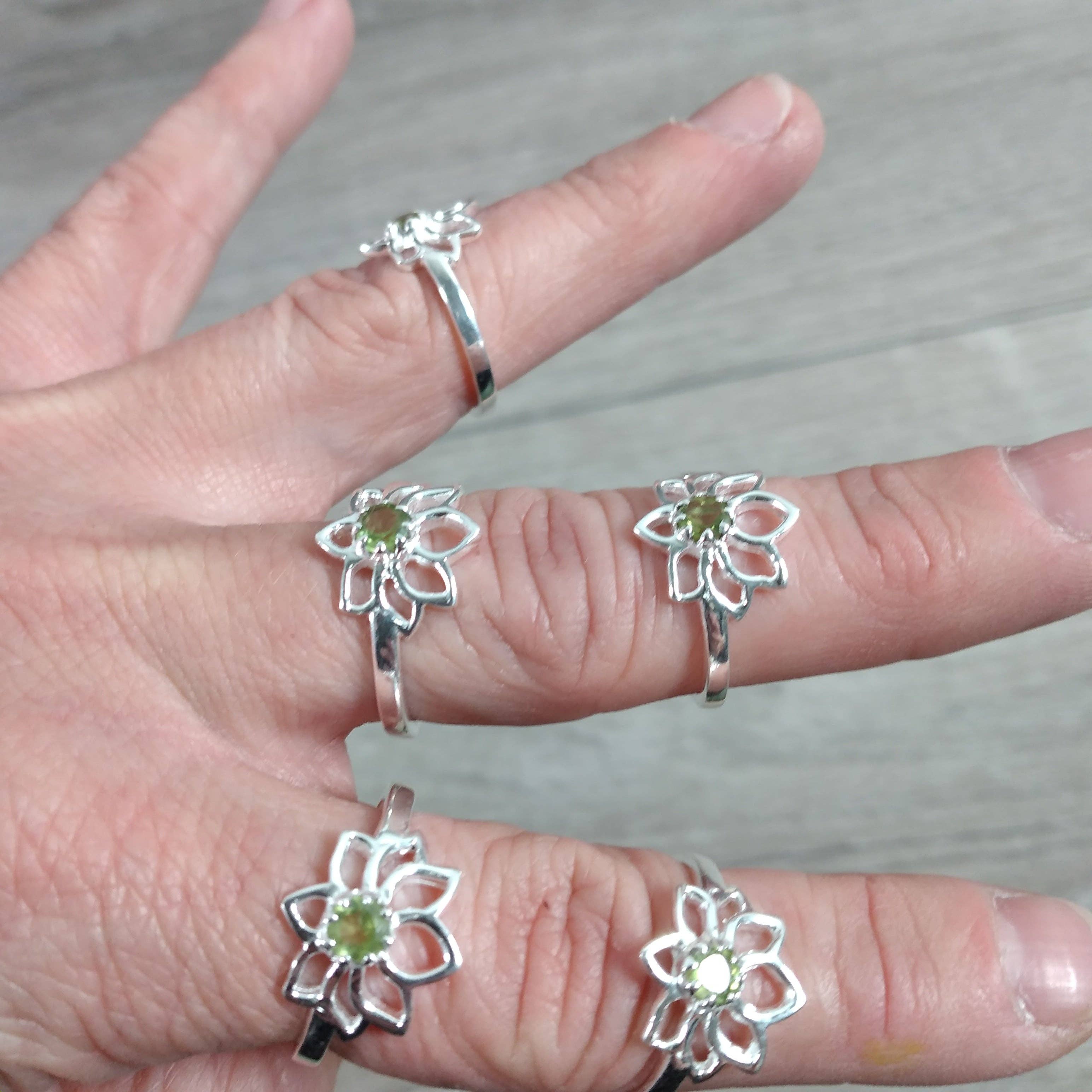 Keystone Crystals - Wholesale Cocktail/Statement Ring - Gemstone Sterling Silver Lotus Flower Statement Ring2