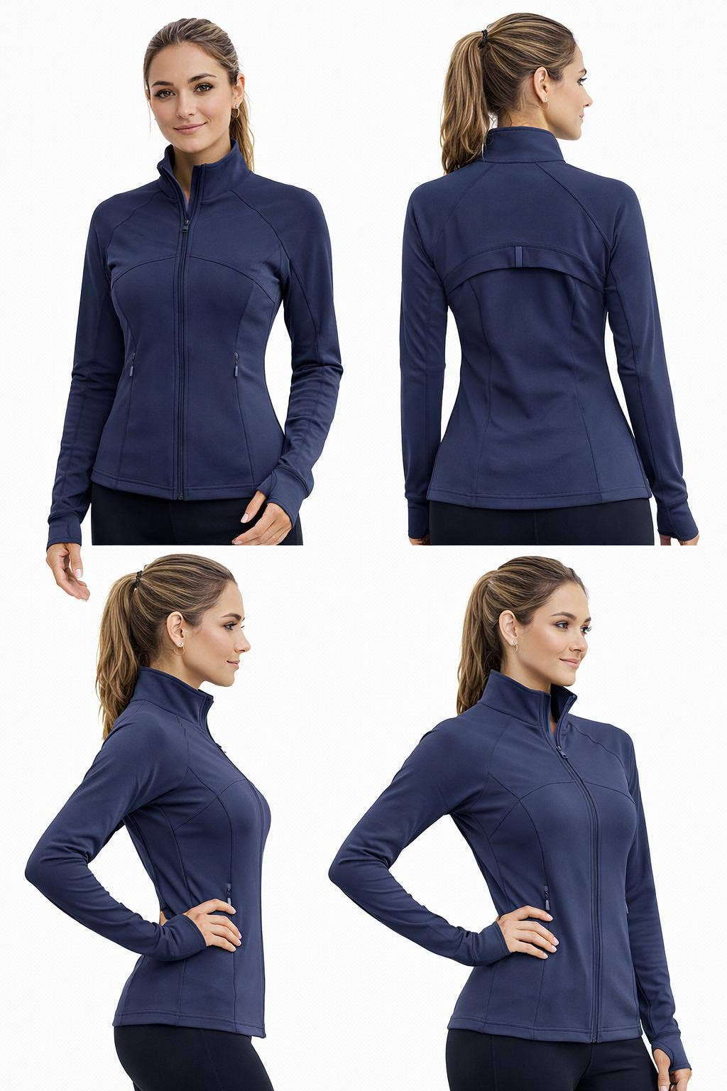 Color 5 - Wholesale Athletic Jacket - Women's - Premium solid color active wear  define jacket with pockets16