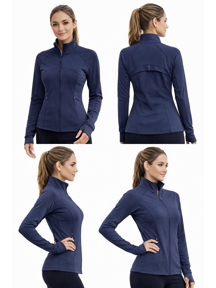 Color 5 - Wholesale Athletic Jacket - Women's - Premium solid color active wear define jacket with pockets16