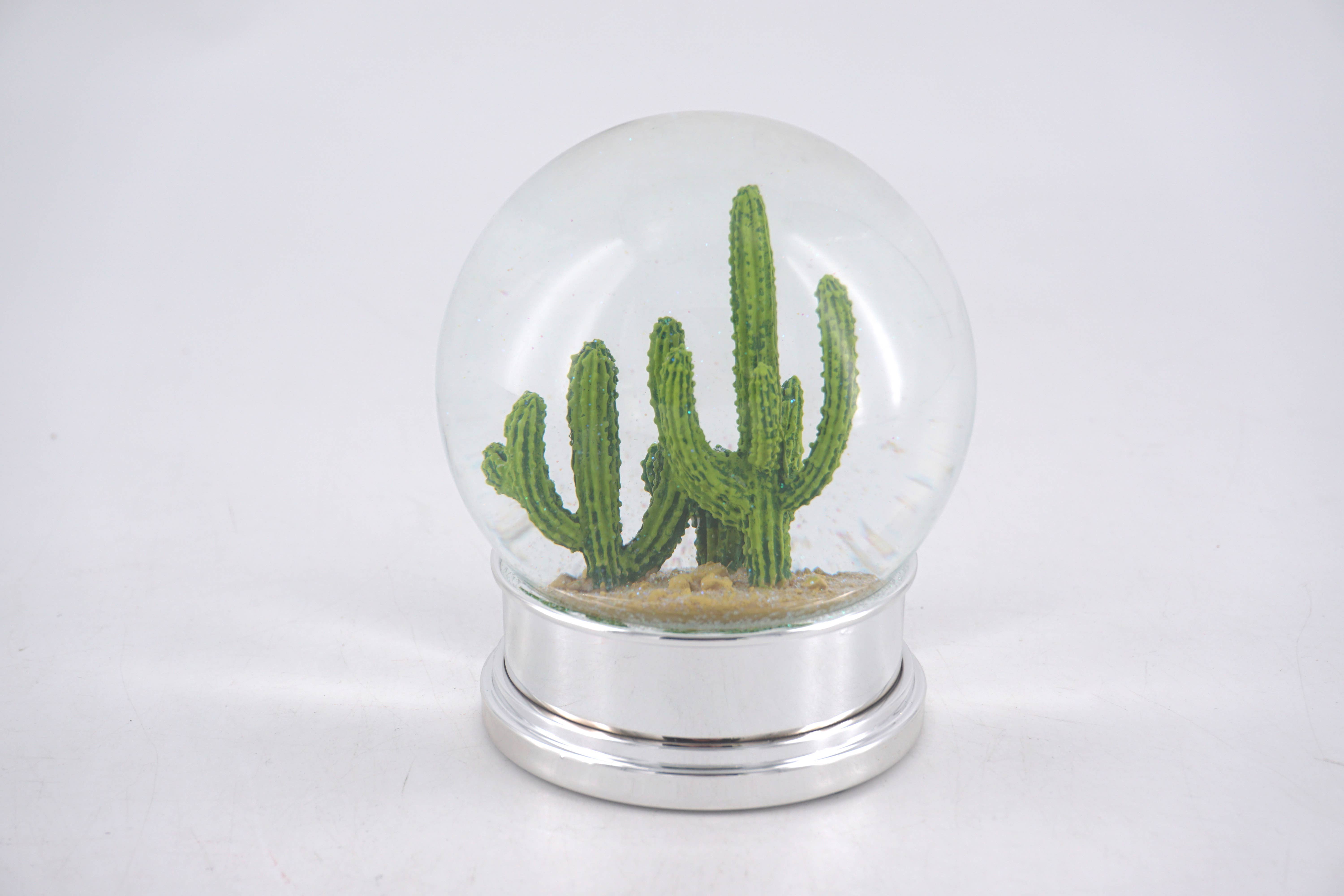 Merri Glow - Wholesale Decorative Tabletop Object - Cactus Glitter Snowglobe - 100mm3