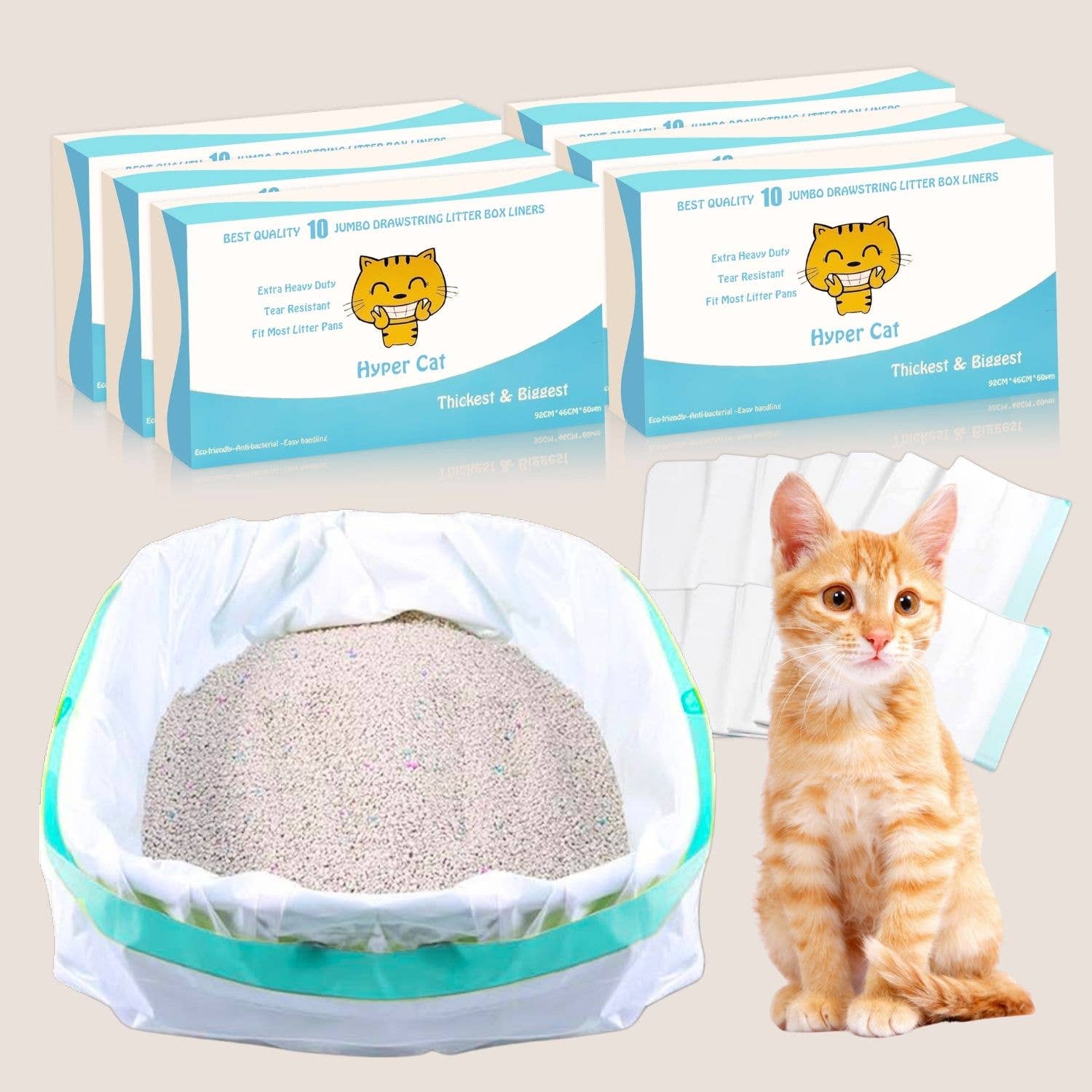Pet N Pet - Wholesale Pet Poop Bag - Pet N Pet Jumbo Cat Litter Box Liners – 60 Count, Drawstring1