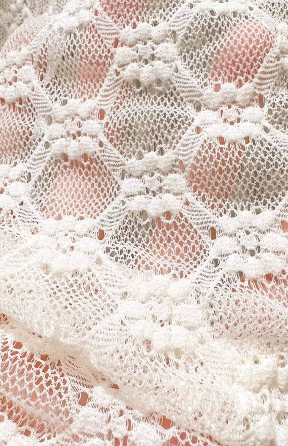 Rosa Clothing - Wholesale T-Shirt - Women's - Sheer Mesh Diamond Floral Lace Layering Fitted Crew Top6