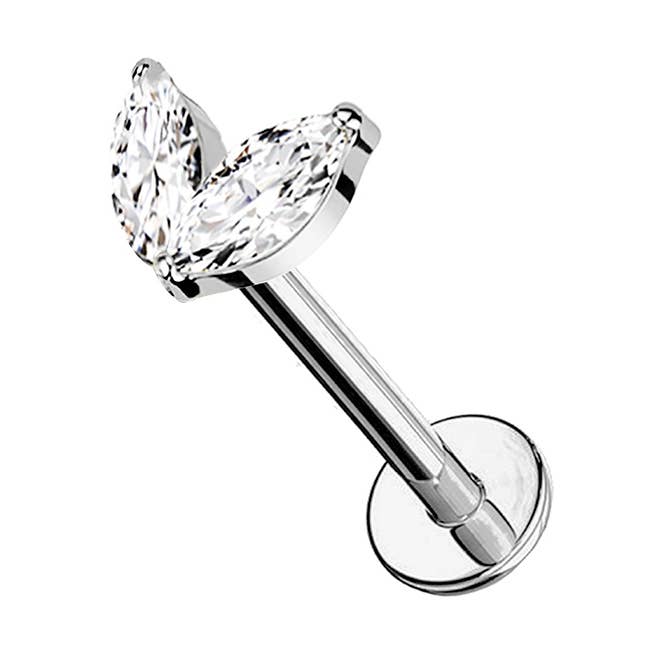LABRET-PIERCING MIT DOPPELBLATT UND ZIRKONIA - JQ600L110 für den Großhandel von AMORINO SRL