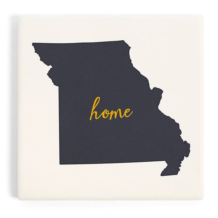 CERAMIC COASTER Missouri, Home State, Gray on White for wholesale by Lantern Press