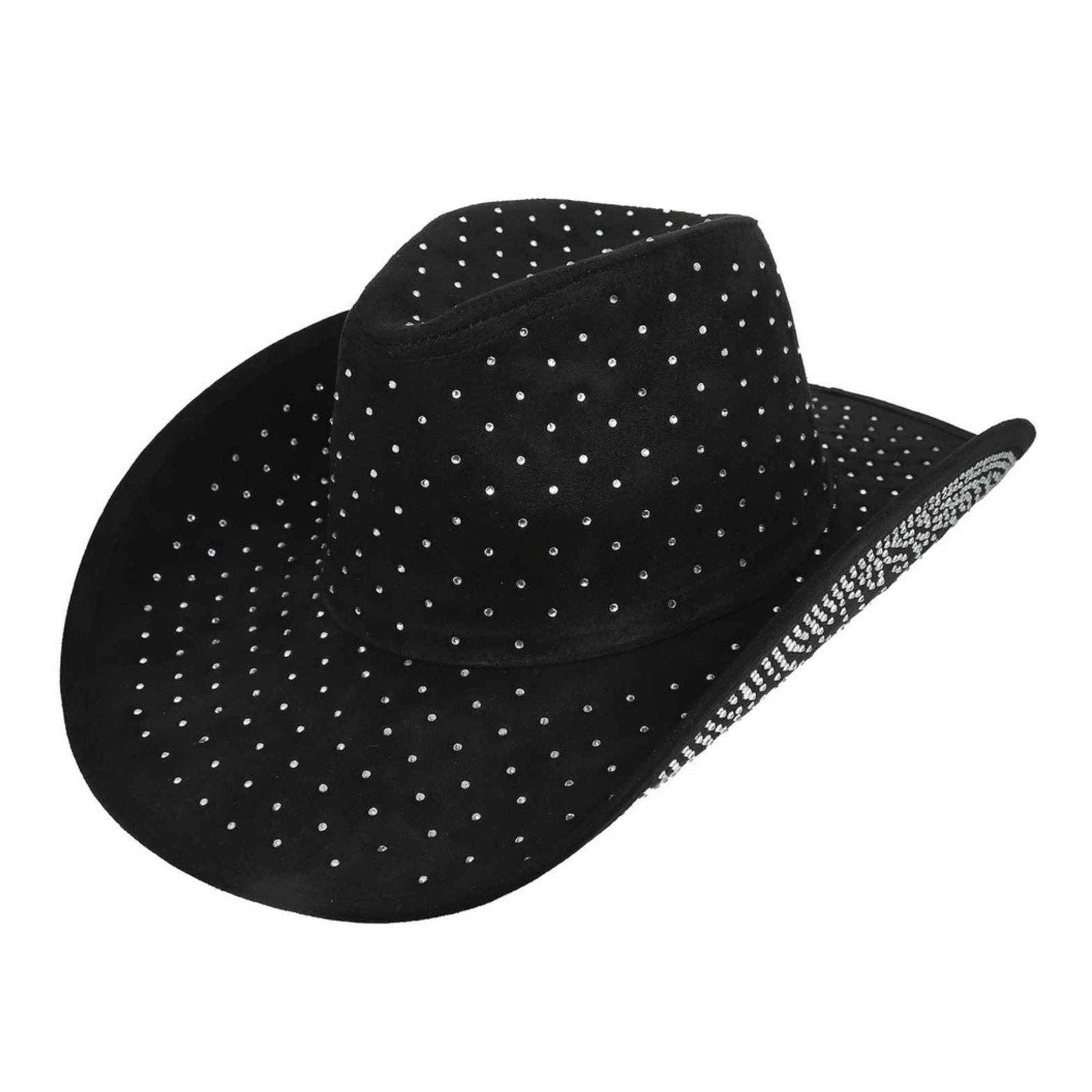 Couleur : noir Chapeau de cow-boy noir à strass chapeau de mode cowgirl en vente sur Faire2