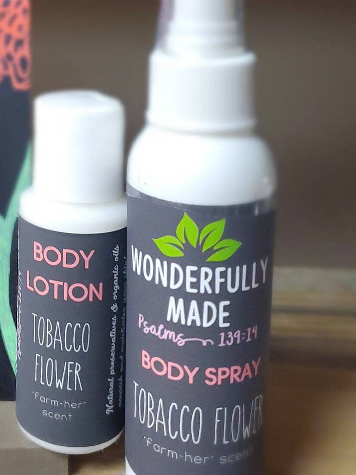 Tobacco Flower Body Spray | Natural | Room Spray for wholesale by Wonderfully Made .love