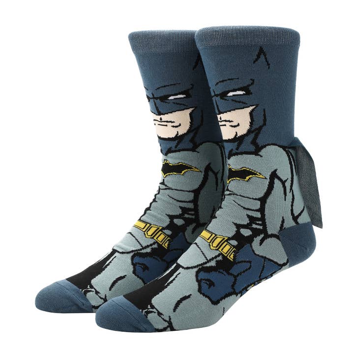 Bioworld Merchandising - Wholesale Socks - Unisex - DC Comics Batman Caped Animigos 360 Character Crew Socks