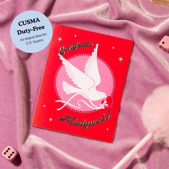 Grattis Nygifta Dove – Foliebröllop ✿ Kärlekskort för wholesale av Lucky Goods Paper