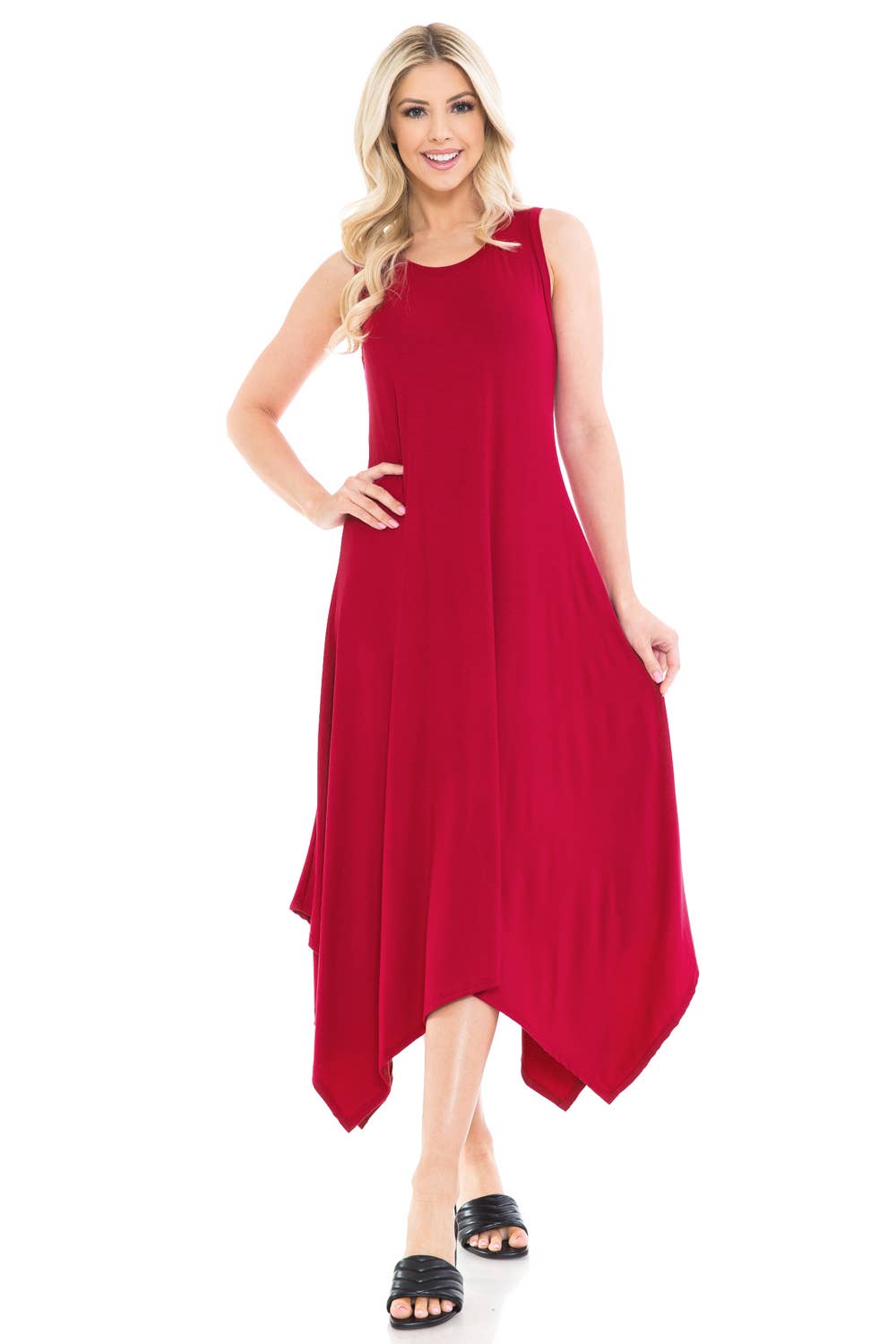 Allium - Wholesale Dress - Women's - Sleeveless Midi Dress with Asymmetric Hem5