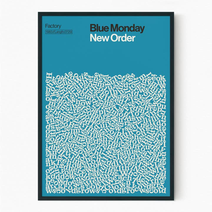Blue Monday - New Order - Song Lyric Print for wholesale by Reign&Hail
