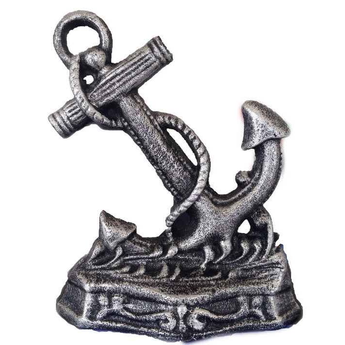 Tope de puerta de anclaje de hierro fundido plateado envejecido 8" para venta al por mayor de Hampton Ironworks