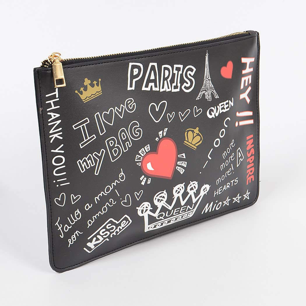 Black Paris Graffiti Pouch for wholesale on Faire1