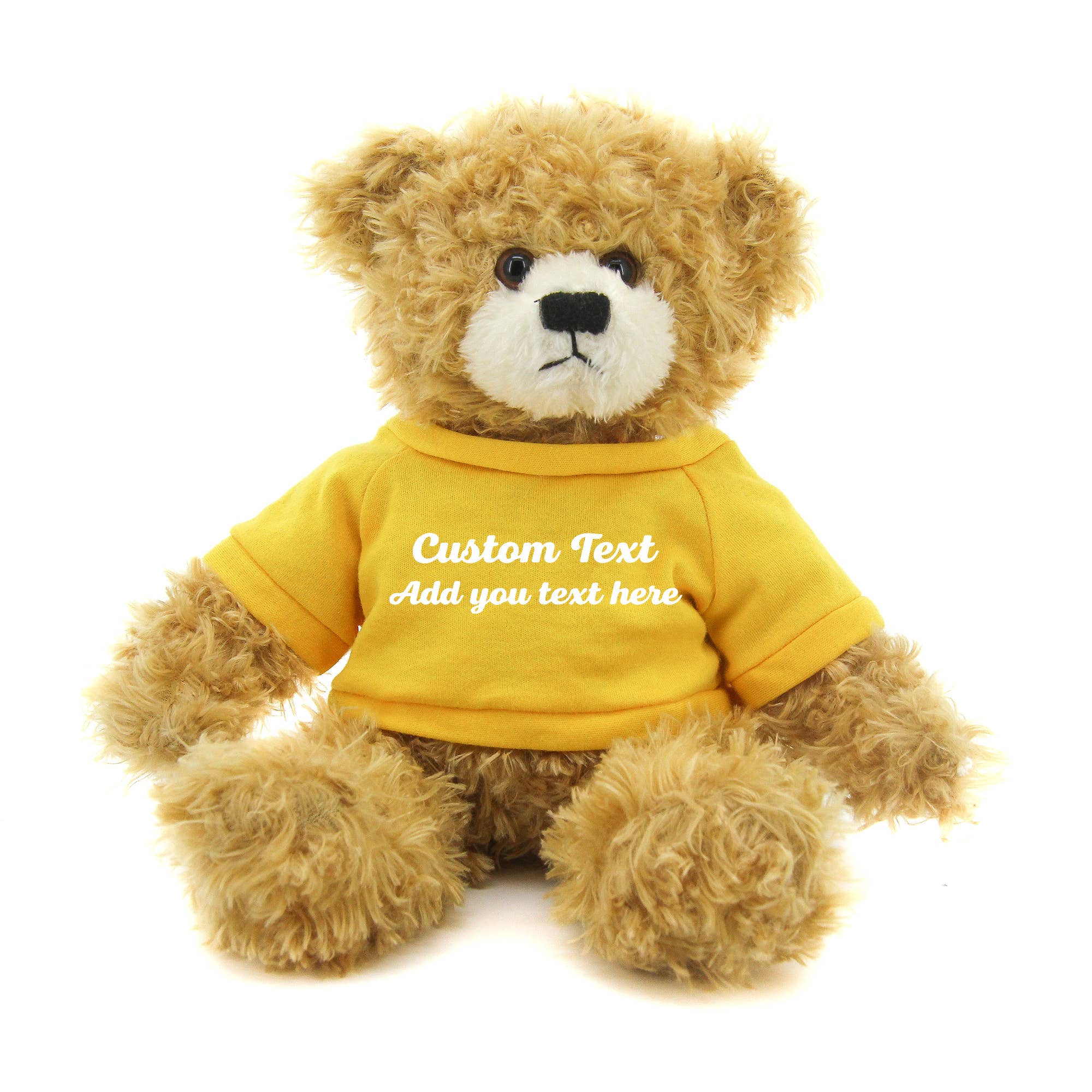 Beige Oso de peluche Brandon beige de 28 cm con camiseta personalizada de venta al por mayor en Faire11