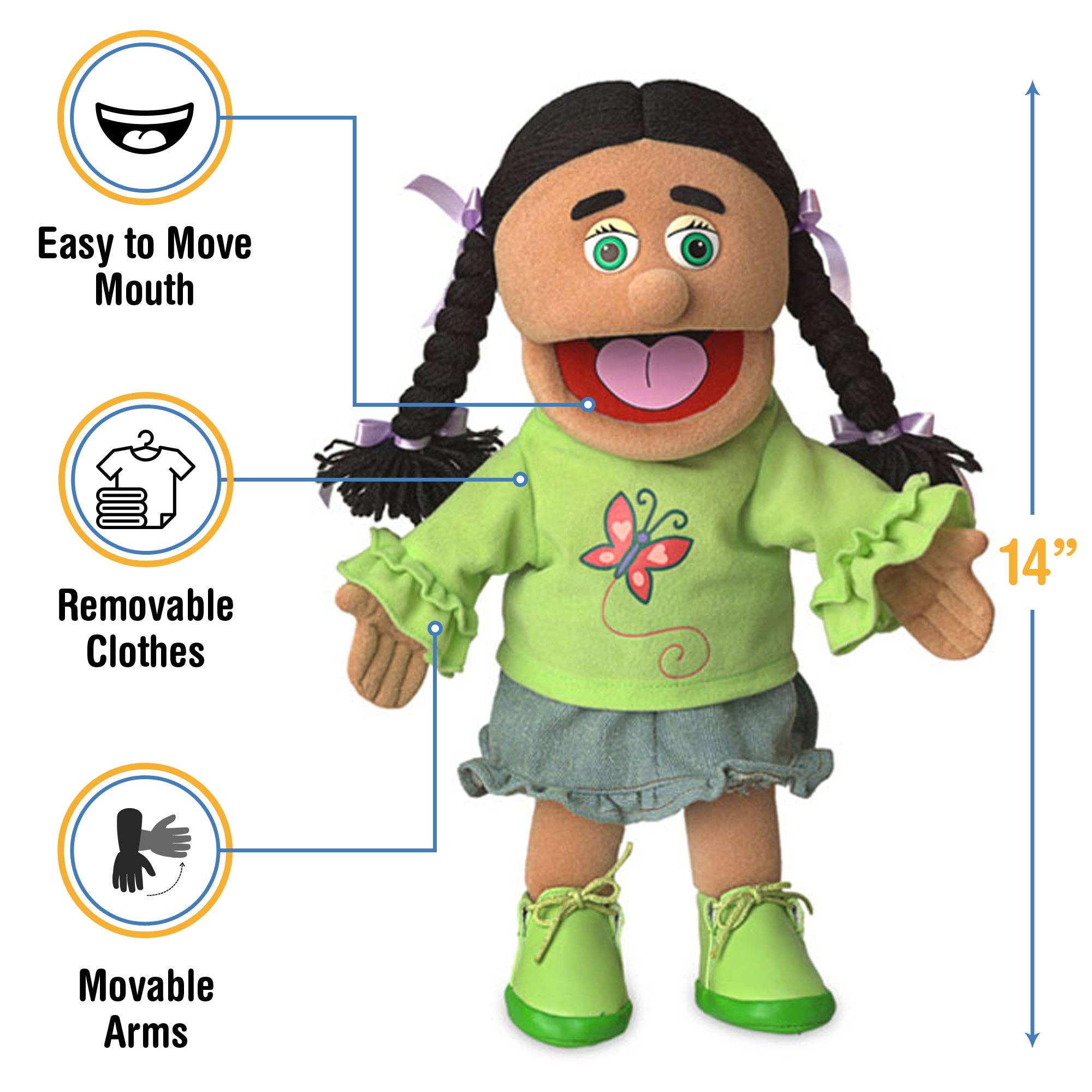 Silly Puppets - Wholesale Puppet - Kids & Baby - Silly Puppets Jasmine, Hispanic (14")2