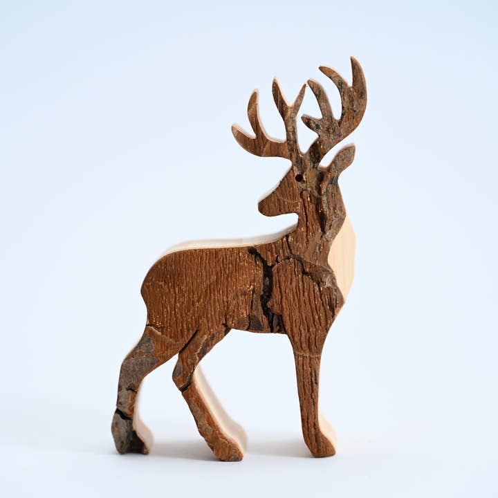 Large Bark Deer Looking Back for wholesale by Talla Imports