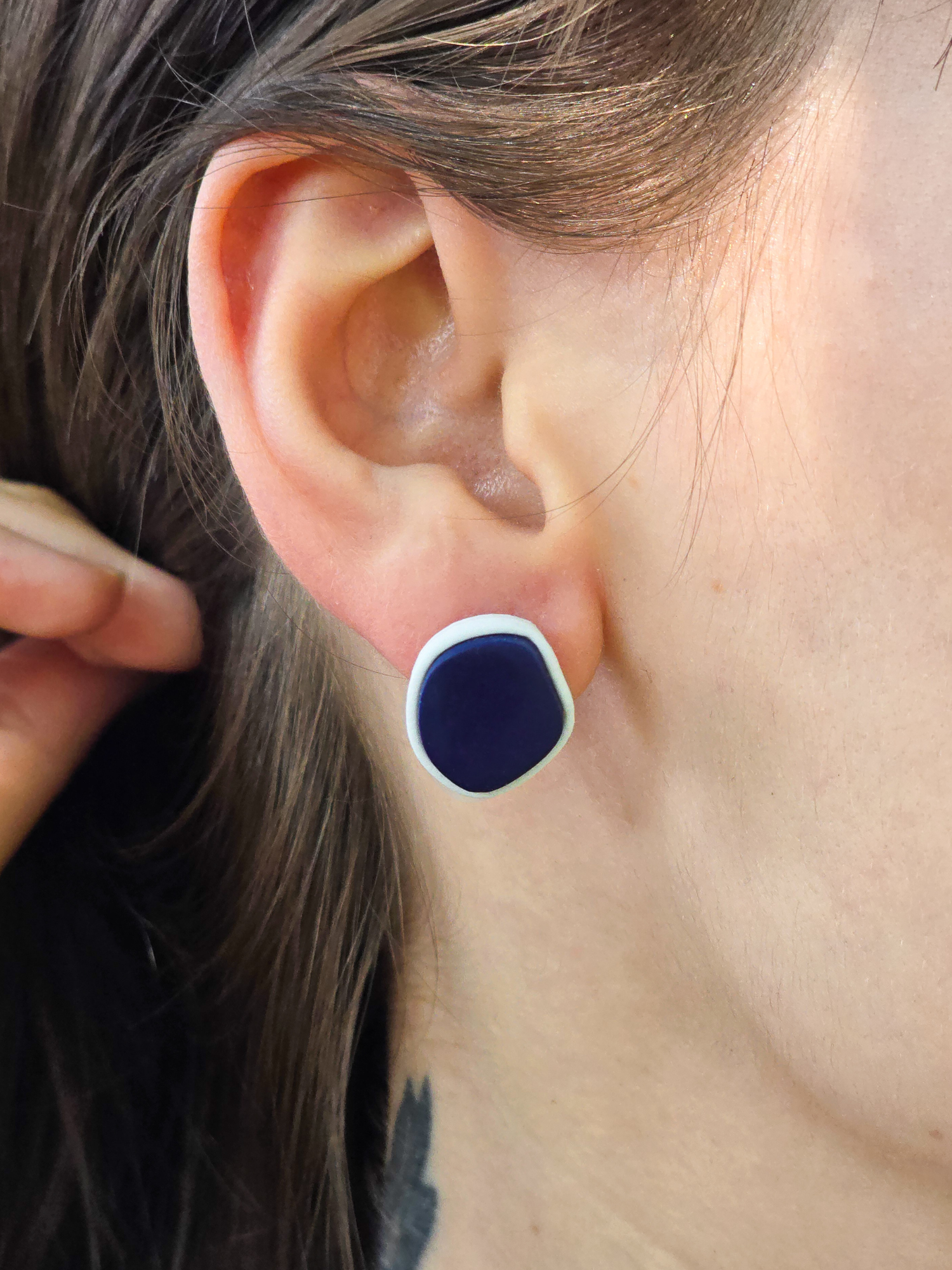 Linati Studio - Wholesale Stud/Post Earrings - Ella stud earrings in blue & white1