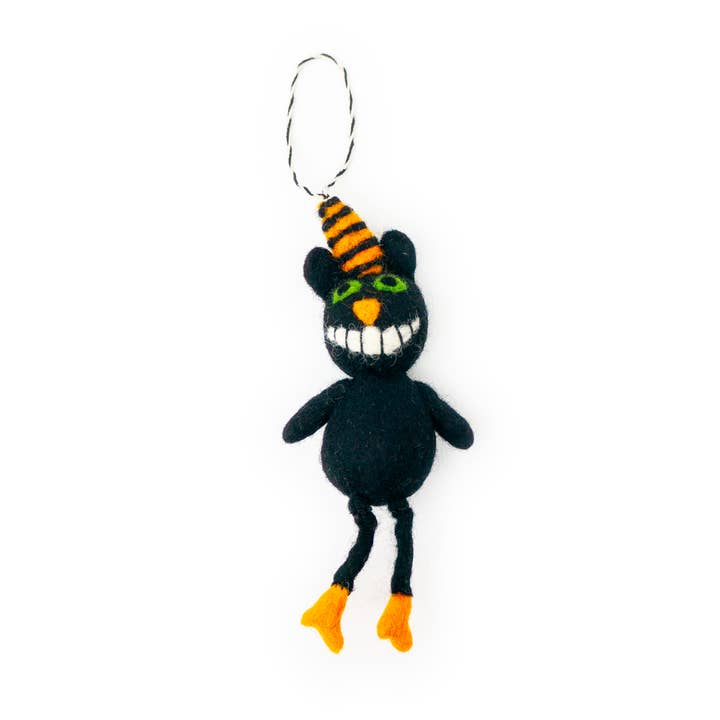 Adorno de lana ecológica de otoño de Chaz The Cheshire Cat (negro) para venta al por mayor de Friendsheep