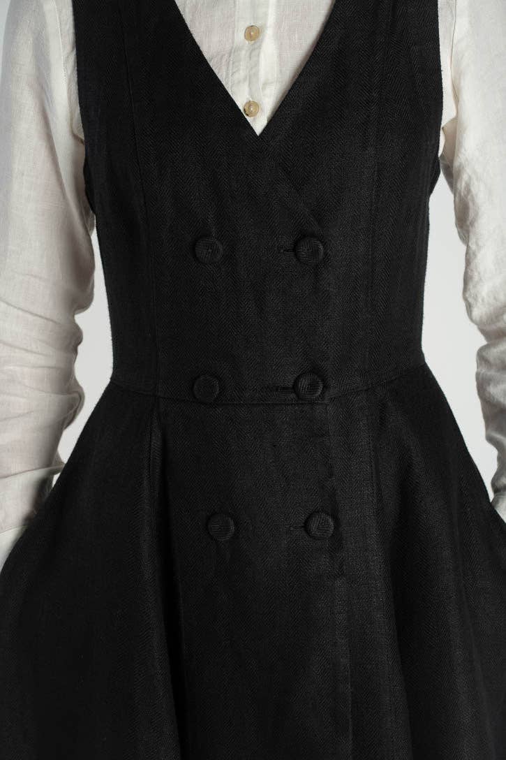 Son de Flor - Wholesale Dress - Women's - Rosa – Midi Linen Dress with Double-Button Front7