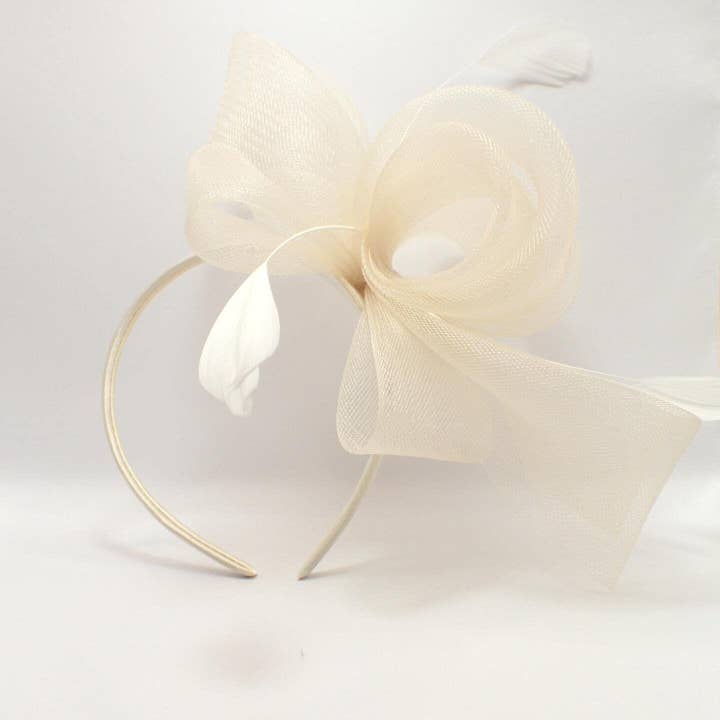 Topkids Accessories - Wholesale Fascinator Hat - Women's - Looped Net & Feather Fascinator Headband Hair Band Fascinators Fascinator Hats