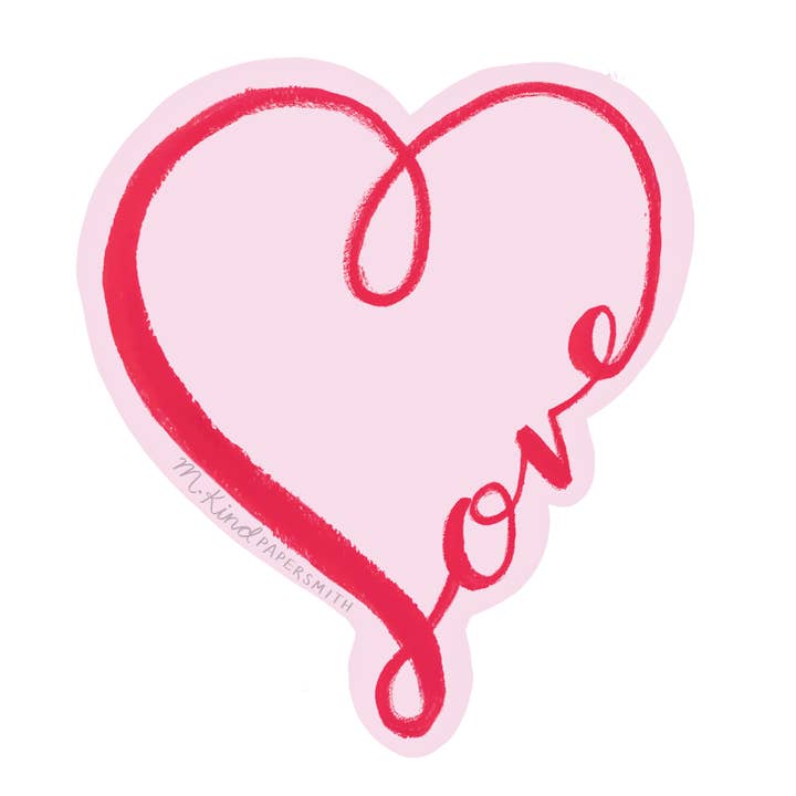 Love Heart Sticker for wholesale by M. Kind Papersmith