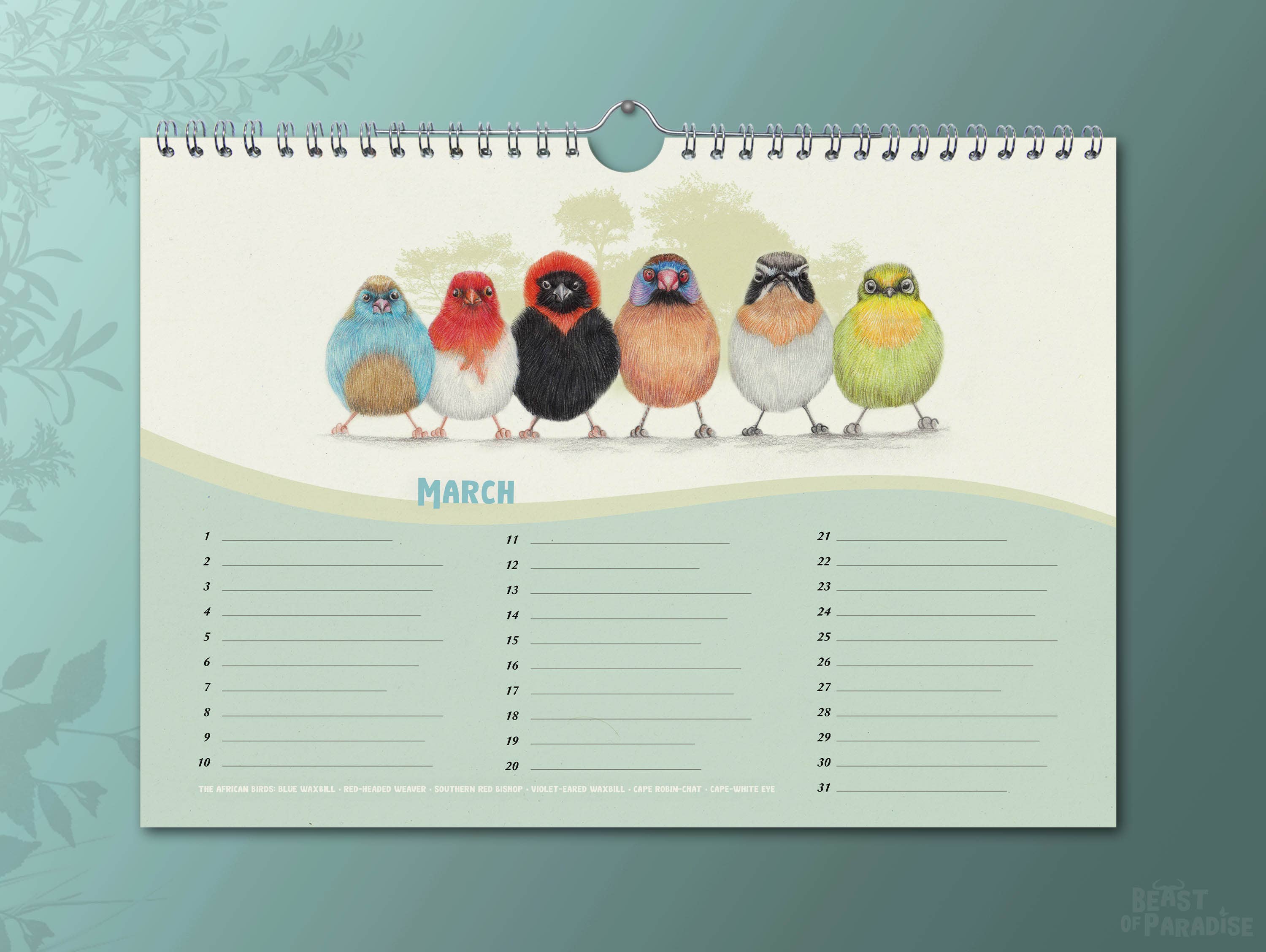 Beast of Paradise - Wholesale Calendar - Birthday Calendar, Perpetual Calendar, Bird Calendar, Animal5