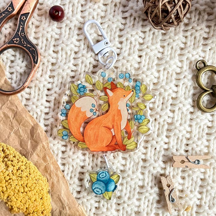 Akrylnyckelring - Blåbärsräv för wholesale av annalunakdraws