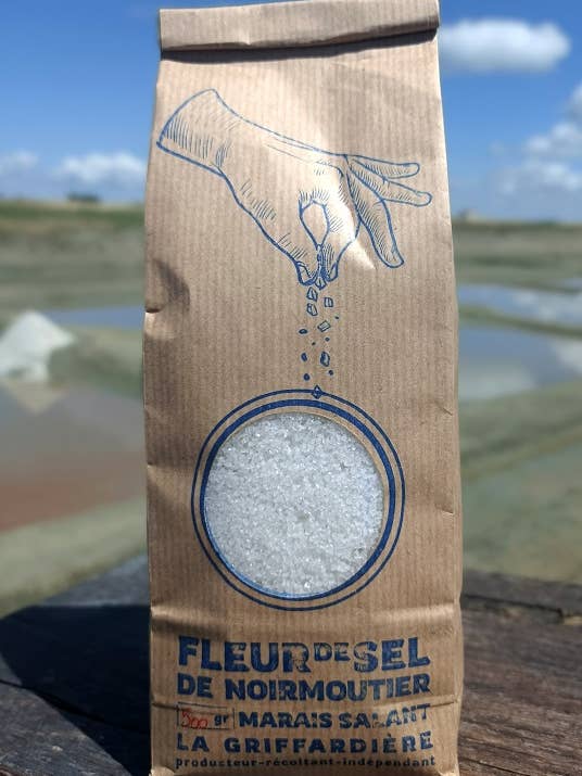 Fleur de Sel di Noirmoutier Naturale 500GR per la vendita all'ingrosso da parte di Marais Salants la Griffardière