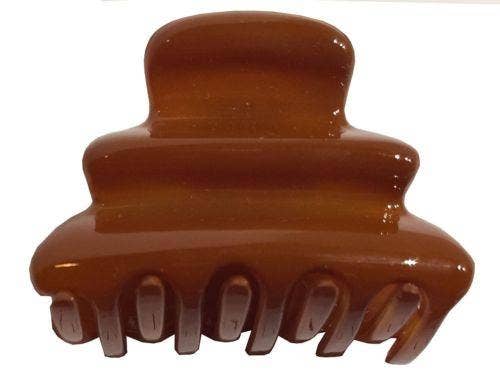 Parcelona – wholesale Hårklämma - Dam – Parcelona franska skrynkliga fett lönn brun celluloid käke hår klo klipp koppling1