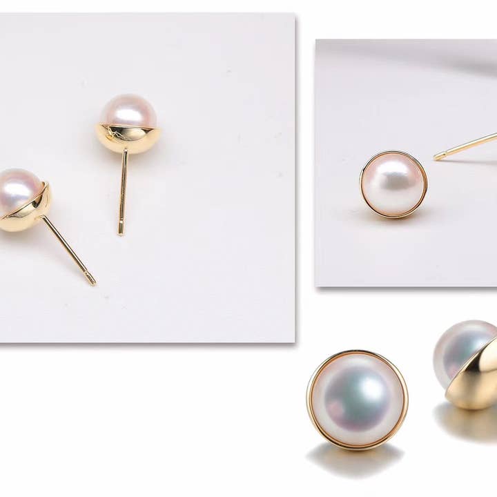 G14K Boucles d'oreilles Perle Edison Cercle Doré pour la vente par Timeless Pearl