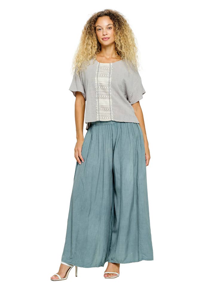 Yak & Yeti - Wholesale Broek - Dames - Broek Palazzo Vintage Wash5