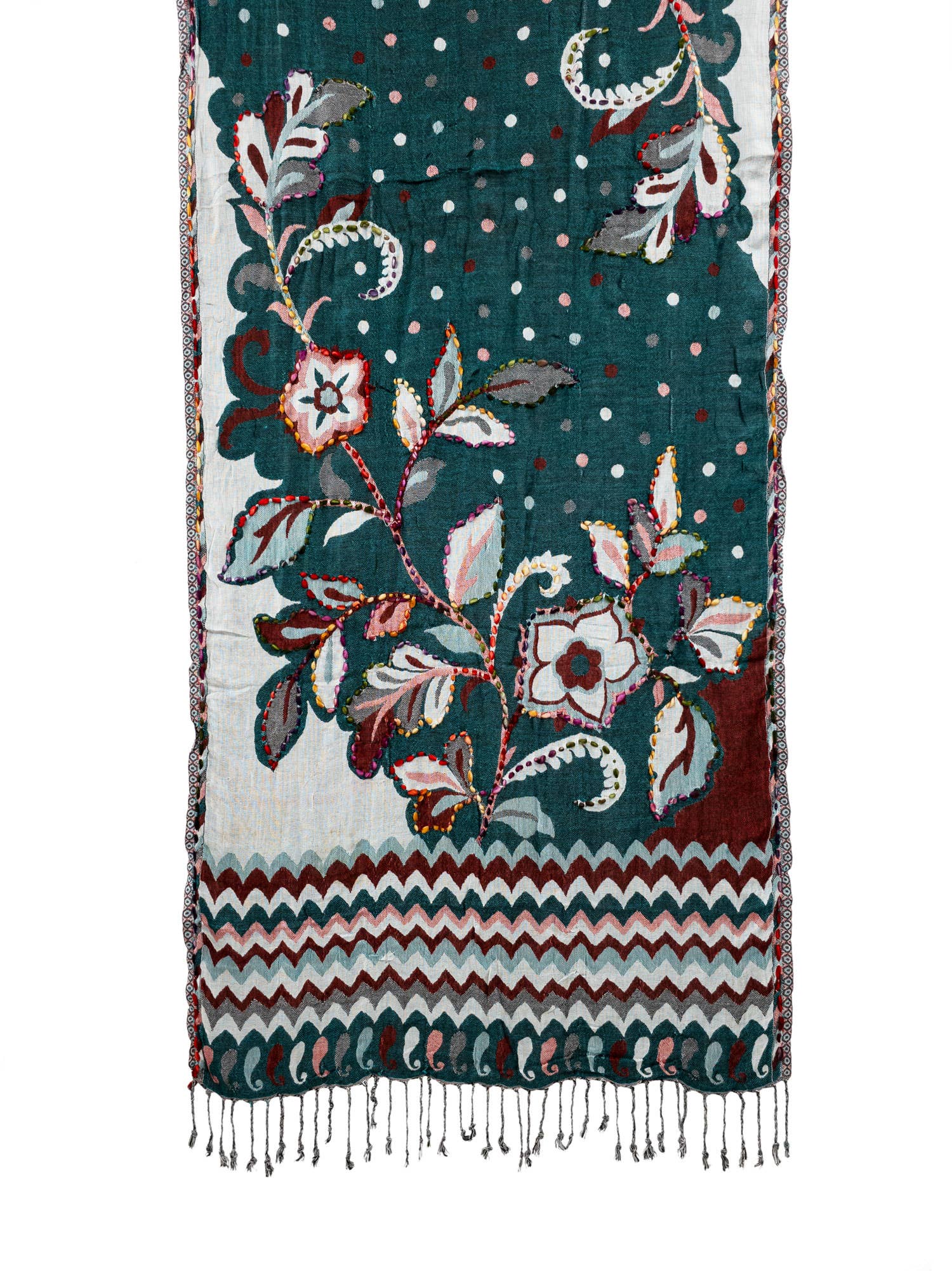 Raj Trading & Imports (USA) Inc. - Wholesale Scarf - Women's - Amanda Thick Stitch Embroidered Scarf Shawl30