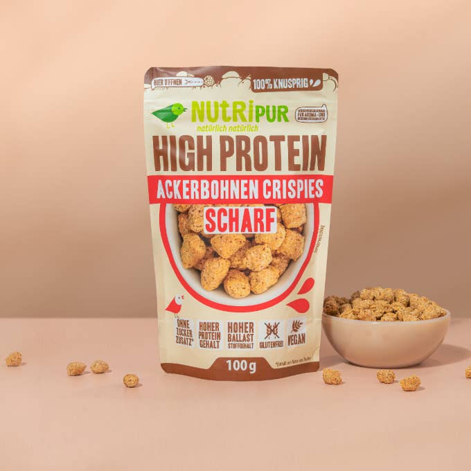 High Protein Fava Bean Crispies – Spicy for wholesale by NutriPur