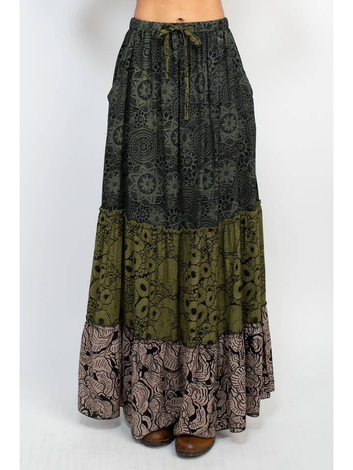 Lakhays Collection Inc. - Wholesale Skirt - Women's - Tiered Lace Print Maxi Skirt