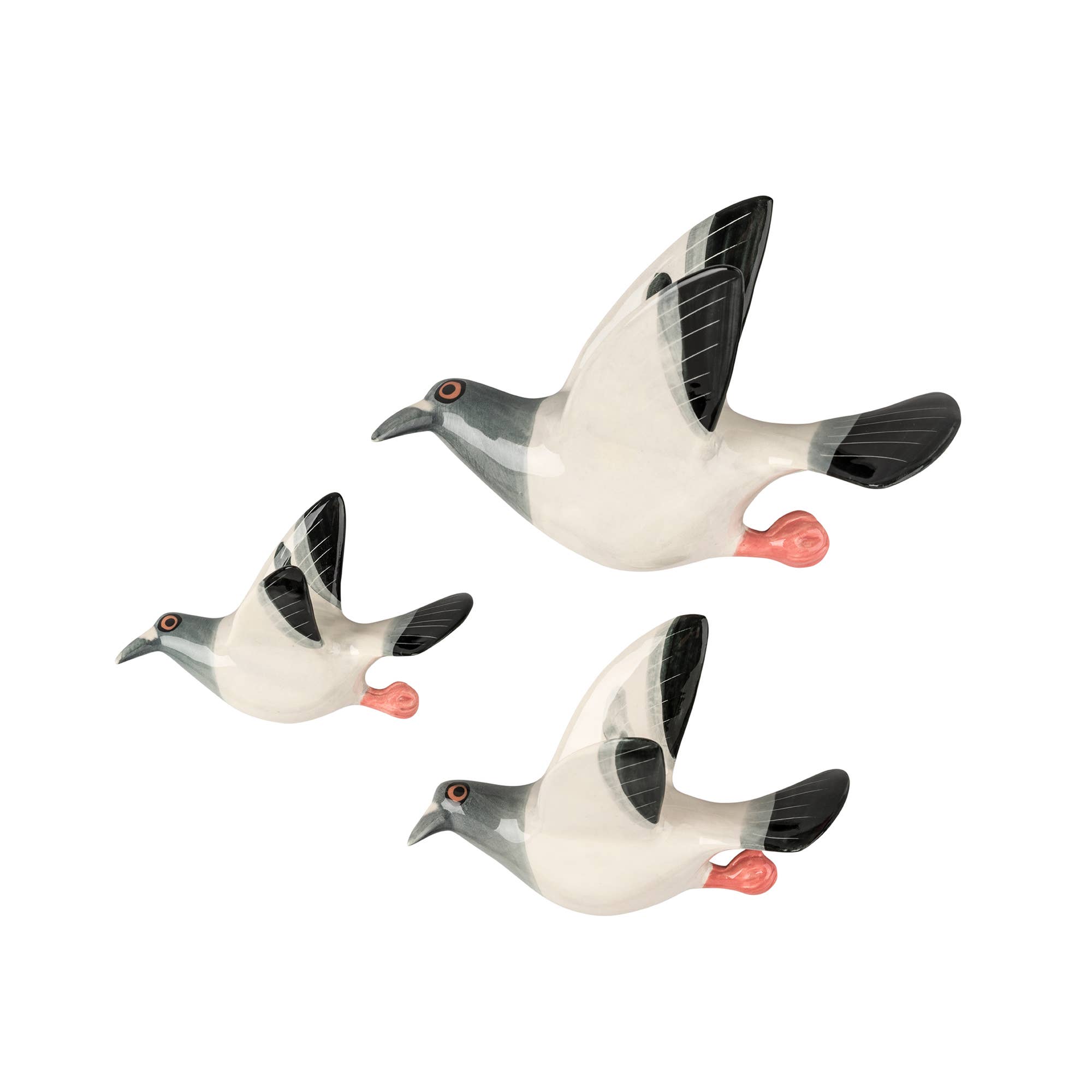 Hannah Turner Ltd - Wholesale Wall Accent - Wall-mounted Handmade Ceramic Flying Pigeon Trio2