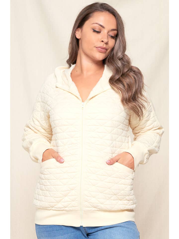 Doe and Rae - Wholesale Jacket - Women's - ZIP UP QUILTED JACKET - 10443JPL