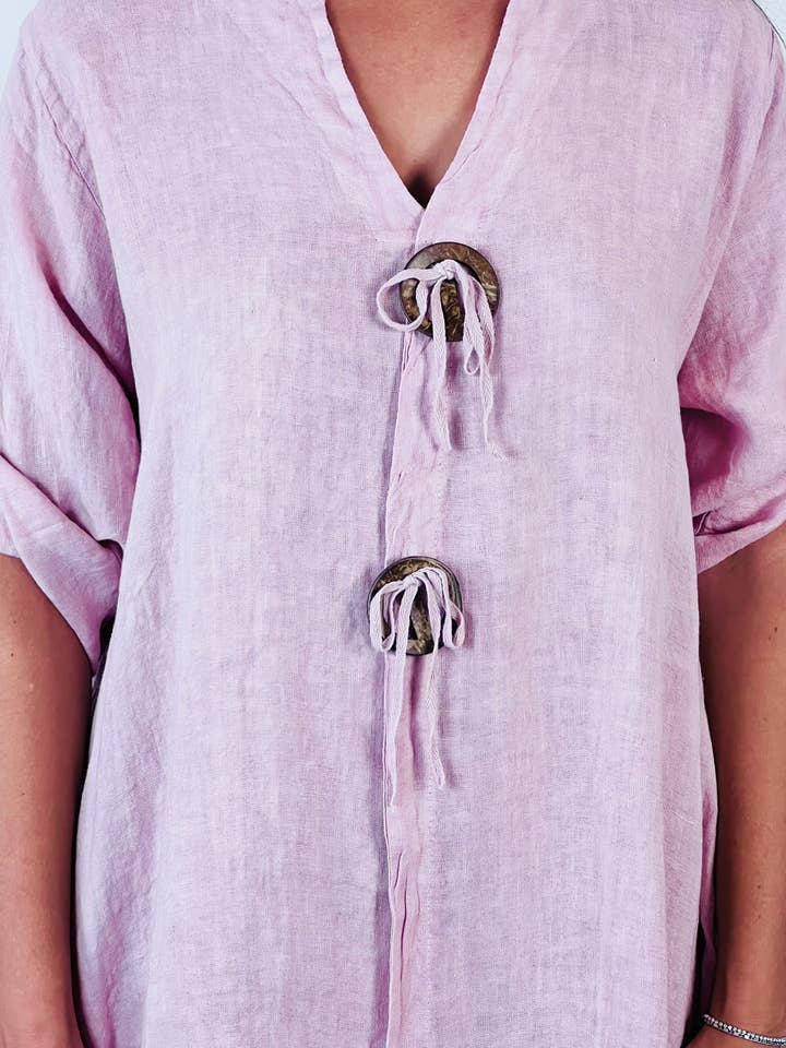 Linen & More - Wholesale Dress - Women's - REF 16325 LONG TWO-RING DRESS 100% LINEN